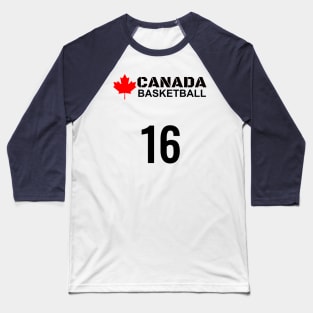 Canada Basketball Number 16 Design Gift Idea Baseball T-Shirt